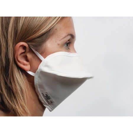 Wielokrotnego użytku maska Mycroclean BFE 99,8% – podwójna warstwa, biała/biała – z poduszką nosową