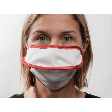 Mycroclean bfe 99,8 % večkratno uporabna maska za obraz - bela/rdeča