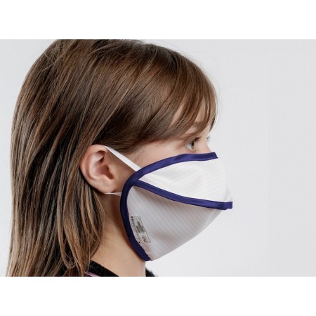 Mycroclean wiederverwendbare maske junior/ erwachsene klein bfe 99,8% - weiß/blau