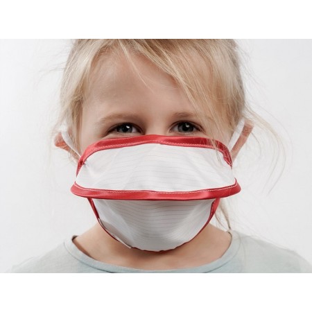 Mycroclean kid bfe 99,8% genanvendelig ansigtsmaske - hvid/rød