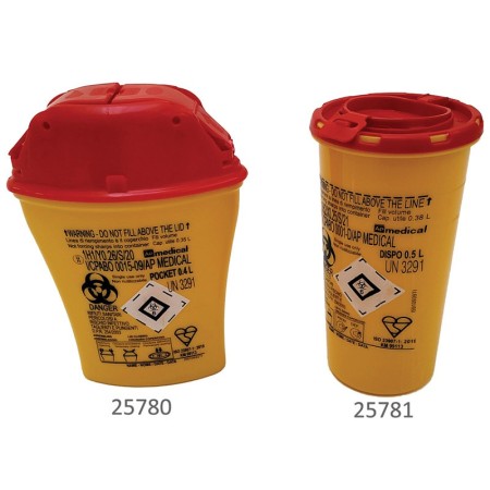 Conteneur pour déchets tranchants disponible - 0,5 litre - pack. 187 pièces.