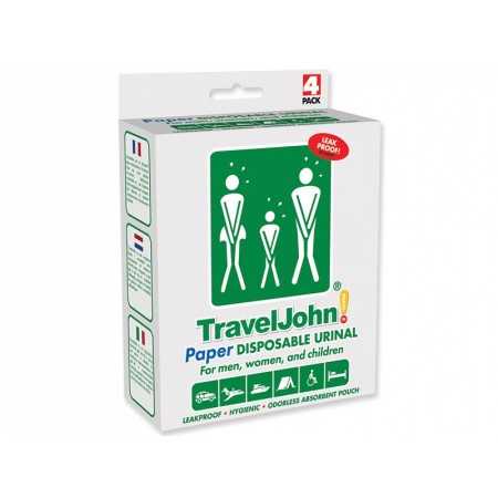 Toilettes en papier portatives Traveljohn - 800 cc - paquet. 4 pièces.