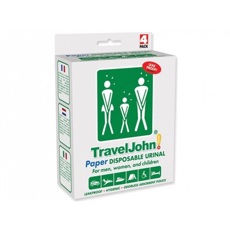 Traveljohn prenosná papierová toaleta - 800 cc - balenie 4 kusy.