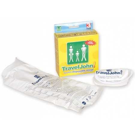 Toilettes portatives Traveljohn - 800 cc - pack. 3 pièces.