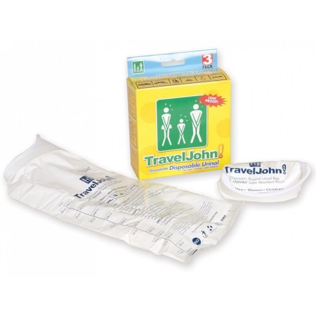 Toilette portative traveljohn - 800 cc - pack 3 pièces.