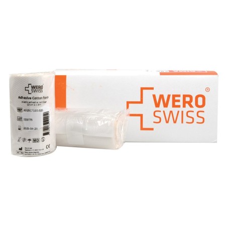 Curativo adesivo elástico 10 cm x 2,5 m não esticado - embalagem 10 unidades.