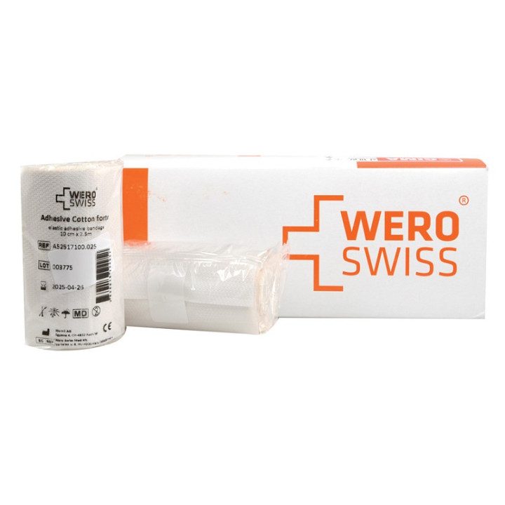Elastischer Klebeverband 10 cm x 2,5 m, nicht gedehnt – Packung 10 Stück.