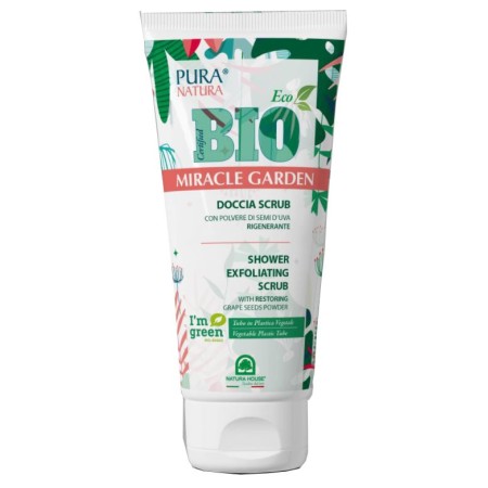 Miracle garden bio scrub corp de duș cu pudră de semințe de struguri - regenerant - 200 ml