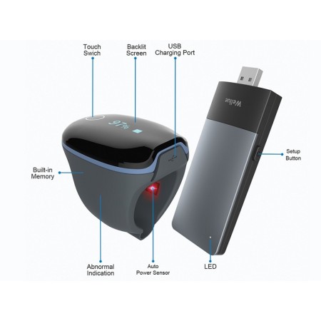 Pulsoksymetr o2ring ciągłe monitorowanie - bezprzewodowy pilot - dorośli