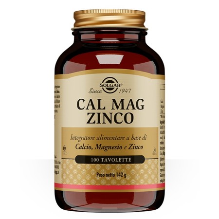 Solgar cal mag zinco - 100 tavolette calcio, magnesio e zinco - 100 tavolette