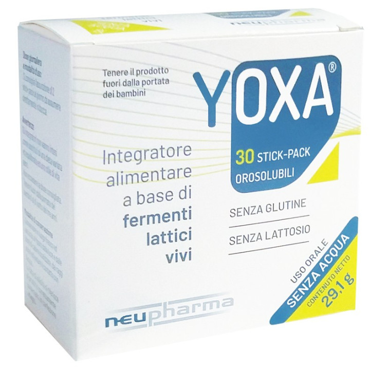 Suplemento orosoluble YOXA, paquete de 30 sobres individuales.