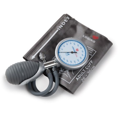 Handheld aneroid sphygmomanometer with 2 tubes