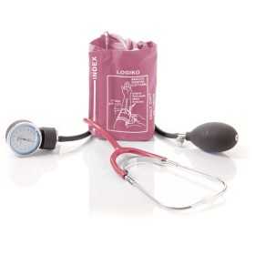 Handheld-Aneroid-Blutdruckmessgerät mit 2 Röhrchen rot mit Phonendo
