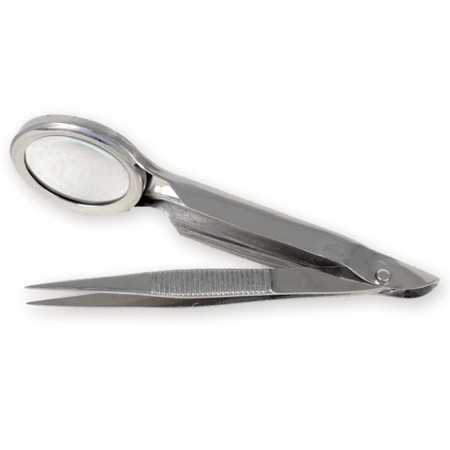 Tweezers with 2x magnifying glass - 8 cm