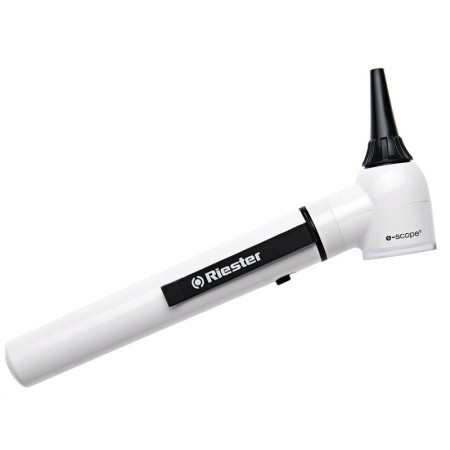 Otoscópio e-scope branco com led de 3,7 v em estojo.
