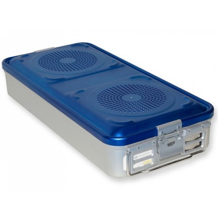 Recipient cu filtru mare h 100 mm - albastru perforat