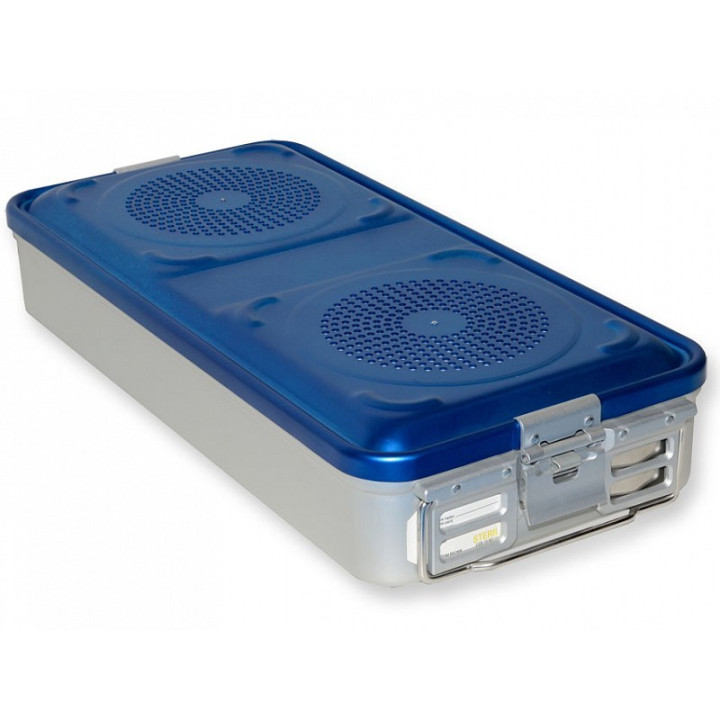 Großer Container mit Filter, Höhe 100 mm – blau, perforiert