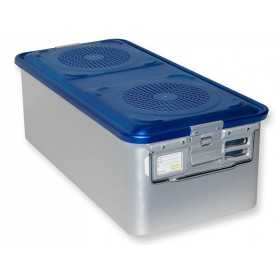 Behälter mit großem Filter h200 mm - gelocht blau