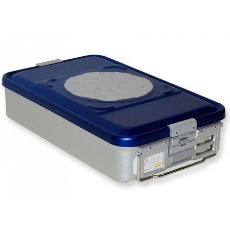 Recipiente com válvula de tamanho médio, altura 100 mm - azul perfurado