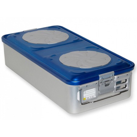 Recipient cu valvă mare h135 mm - albastru perforat