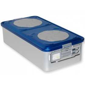 Behälter mit großem Ventil h150 mm - gelocht blau