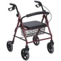 Rollator in alluminio pieghevole rosso - NUOVO RICONDIZIONATO