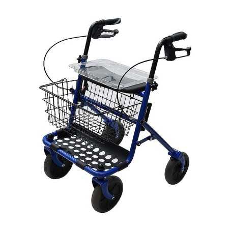 Blauer faltbarer Stahlrollator - NEU GENERALÜBERHOLT