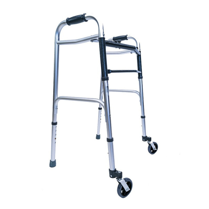 Duralumin-Rollator mit 2 Schwenkrädern und 2 Spitzen
