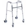 Height adjustable folding walker 4 wheels - with 2 twin wheels with friction rotation