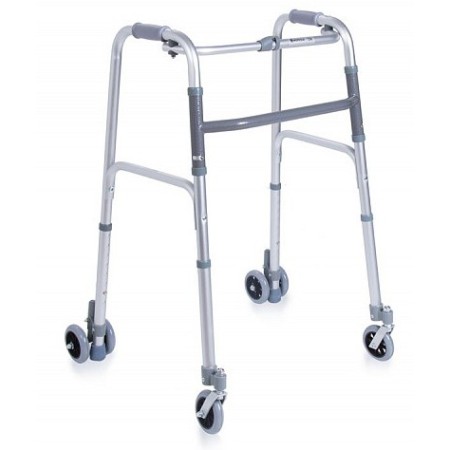 Klappbarer rollator, höhenverstellbar, 4 räder – mit 2 zwillingsrädern mit reibungsdrehung