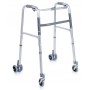 Height Adjustable Folding Walker 4 Wheels - With 2 Twin Wheels With Friction Rotation