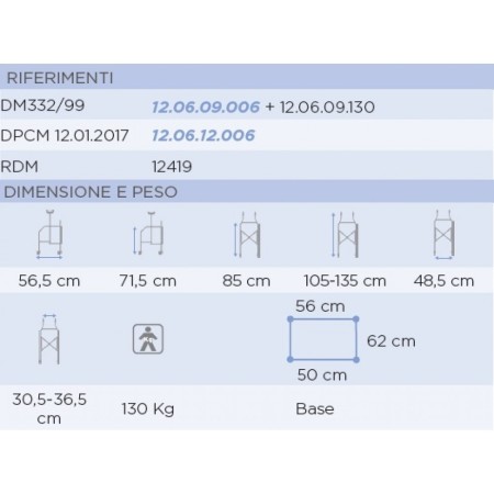 Zložljiv rolator pod pazduho iz lakiranega jekla - kompaktna velikost - serija click mini