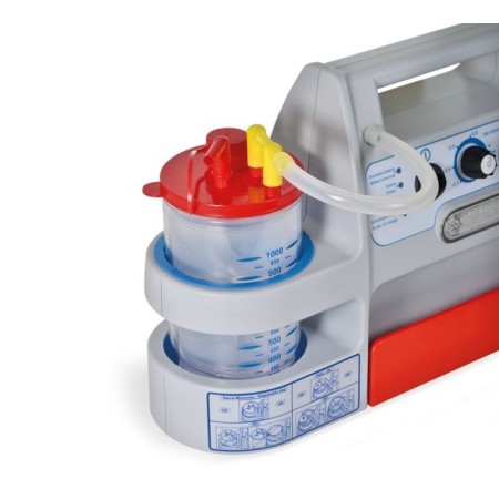 Aspirador cirúrgico profissional - aspimed 1.9 - frasco de 1l com bateria recarregável e alimentação por rede elétrica