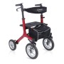 Rollator pieghevole ermes (rosso) in alluminio con 4 ruote pneumatiche