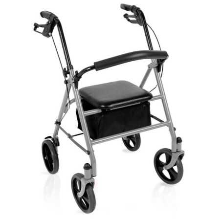 Foldable painted steel rollator – TETI – Silver 