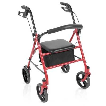 Painted steel folding rollator – TETI – Red