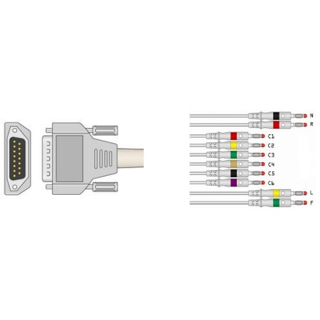 Câble patient pour ecg agilent, aspel, astron, cardiette, cardioline, cardiorapid, gima, hp, innomed, nihon-kohden, philips