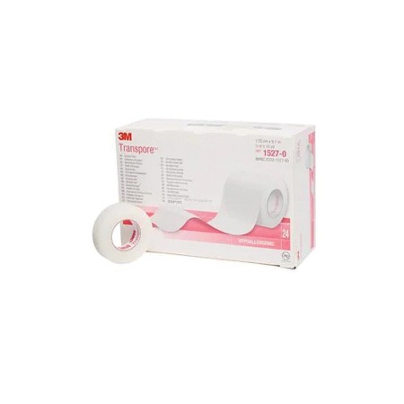 3M Transpore - Perforirana plastična žbuka, 1527 - 0 - 12,5 mm x 9,14 m - 24 role