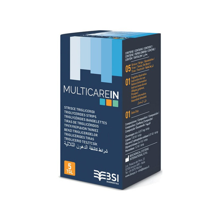 Trigliceridszint-mérő tesztcsíkok MulticareIn készülékhez – 5 tesztcsík