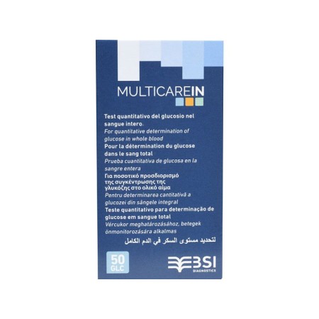 Tiras de glucosa en sangre para multicarein - 50 tiras