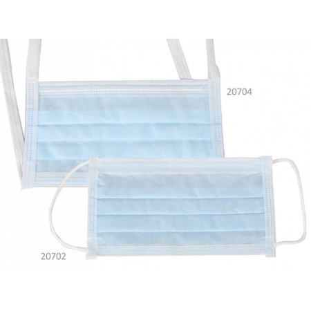 Mascarilla quirúrgica de 4 capas 98% filtrante - azul claro con cordones - tipo iir - pack 600 uds.