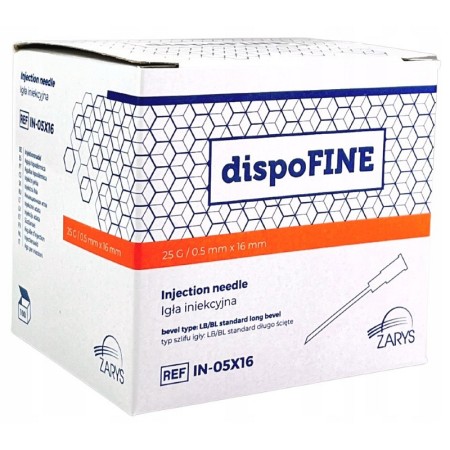 Injectienaalden 25 g steriel dispofine 0,5 x 16 mm oranje - 100 stuks.