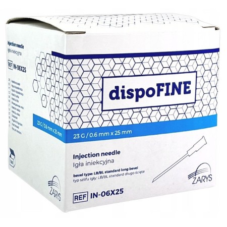 23g sterile dispofine hypodermiske kanyler 0,6 x 25 mm blå - 100 stk.