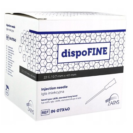 Aiguilles hypodermiques stériles dispofine 22g 0,7 x 40 mm noires - 100 pcs.