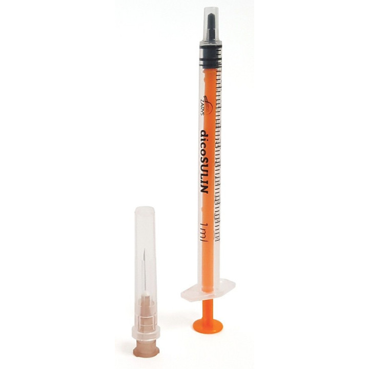 Inzulínová striekačka dicoSULIN 1 ml - 27G 0,4 x 13 mm - 100 ks.
