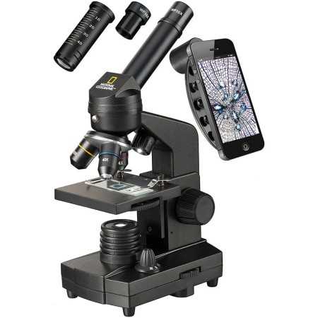 Microscopio Bresser National Geographic 40-1280x con soporte para smartphone