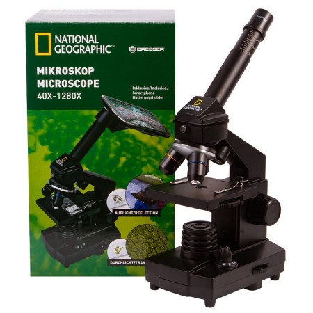 Microscop bresser national geographic 40–1280x cu suport pentru smartphone