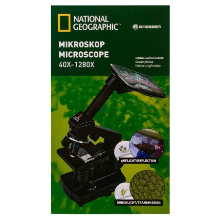 Microscopio bresser national geographic 40–1280x con supporto per smartphone