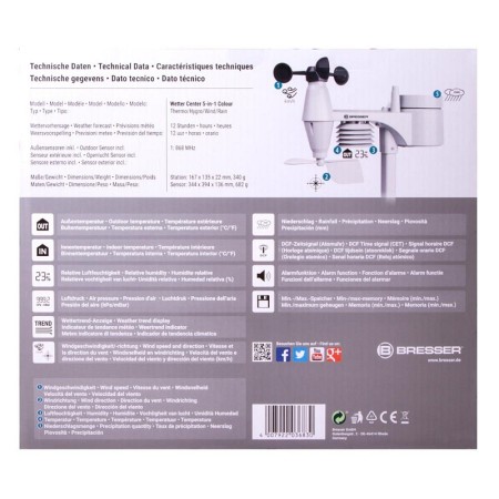 Bresser 5-in-1 wetterstation mit farbdisplay, schwarz