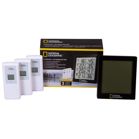 Thermohygromètre bresser national geographic avec 4 mesures indépendantes, noir
